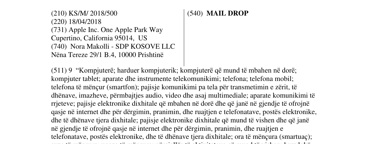 Zëri i markës MAIL DROP në buletin