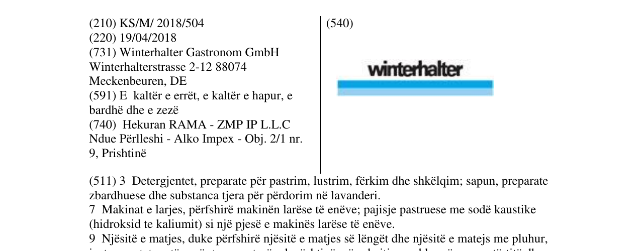 Zëri i markës winterhalter në buletin
