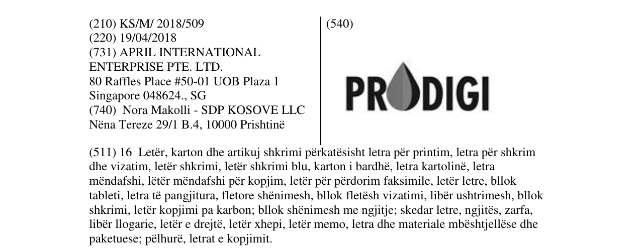 Zëri i markës PRODIGI në buletin