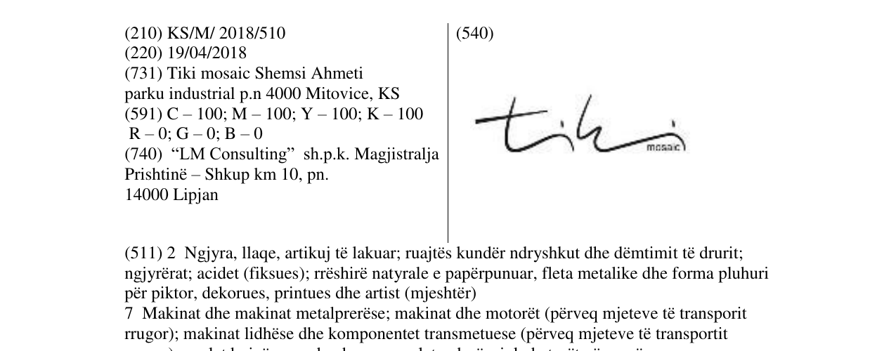 Zëri i markës titi mozaic në buletin