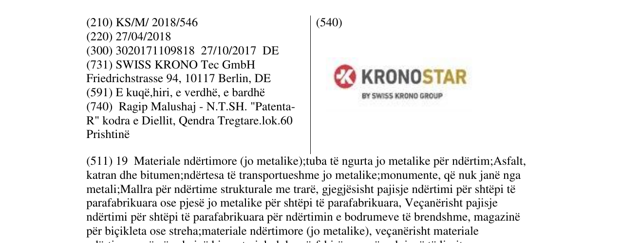 Zëri i markës KRONOSTAR në buletin