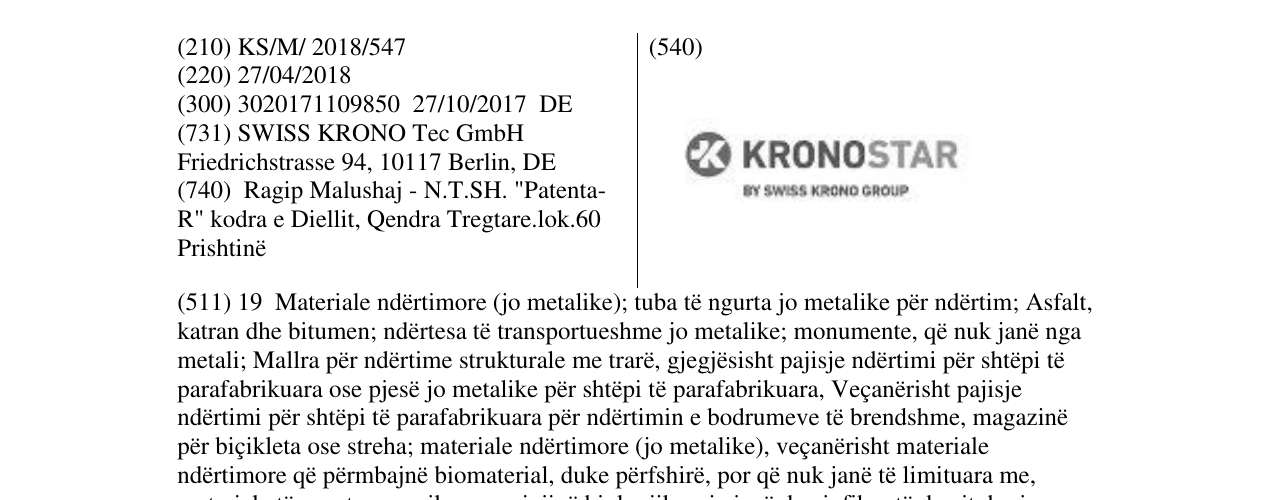 Zëri i markës KRONOSTAR në buletin