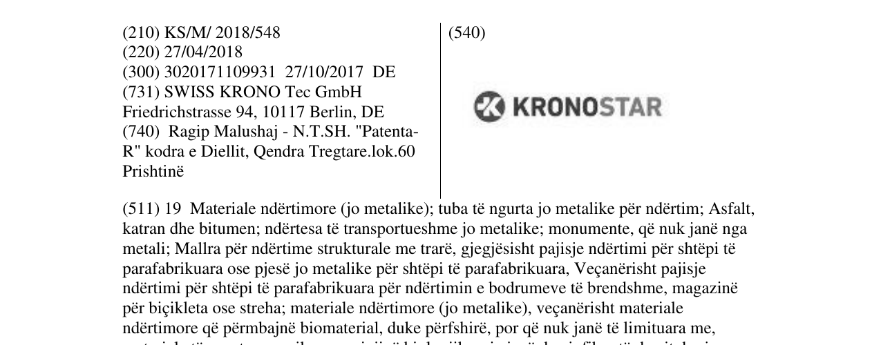 Zëri i markës KRONOSTAR në buletin