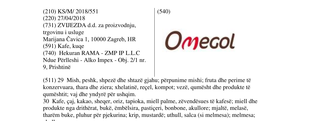 Zëri i markës Omegol në buletin