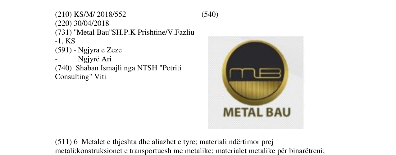 Zëri i markës METAL BAU në buletin
