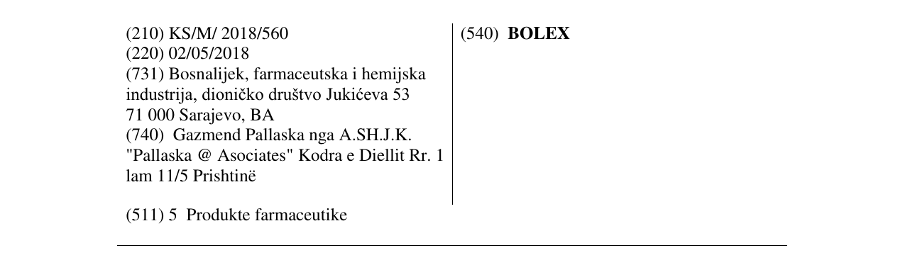 Zëri i markës BOLEX në buletin