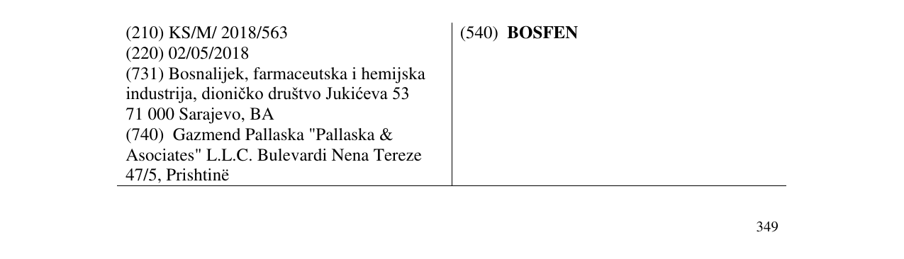 Zëri i markës BOSFEN në buletin