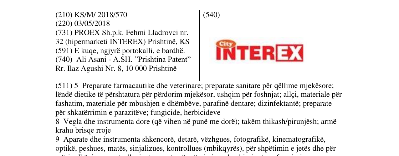 Zëri i markës City INTEREX në buletin
