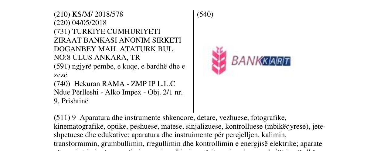 Zëri i markës BANKKART në buletin