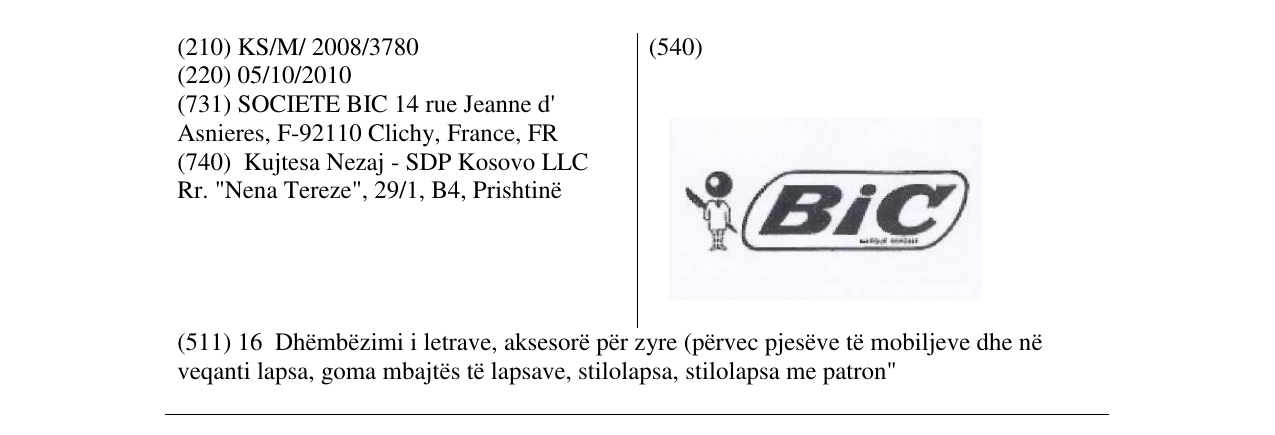 Zëri i markës BiC në buletin