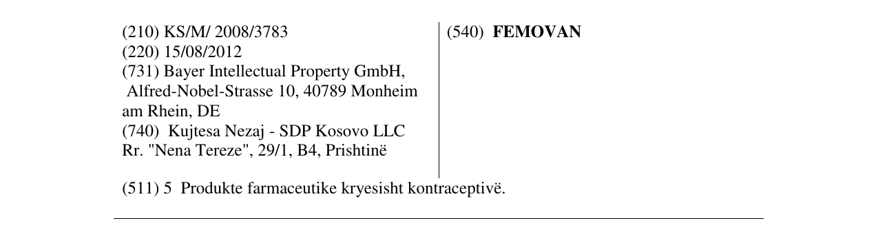 Zëri i markës FEMOVAN në buletin