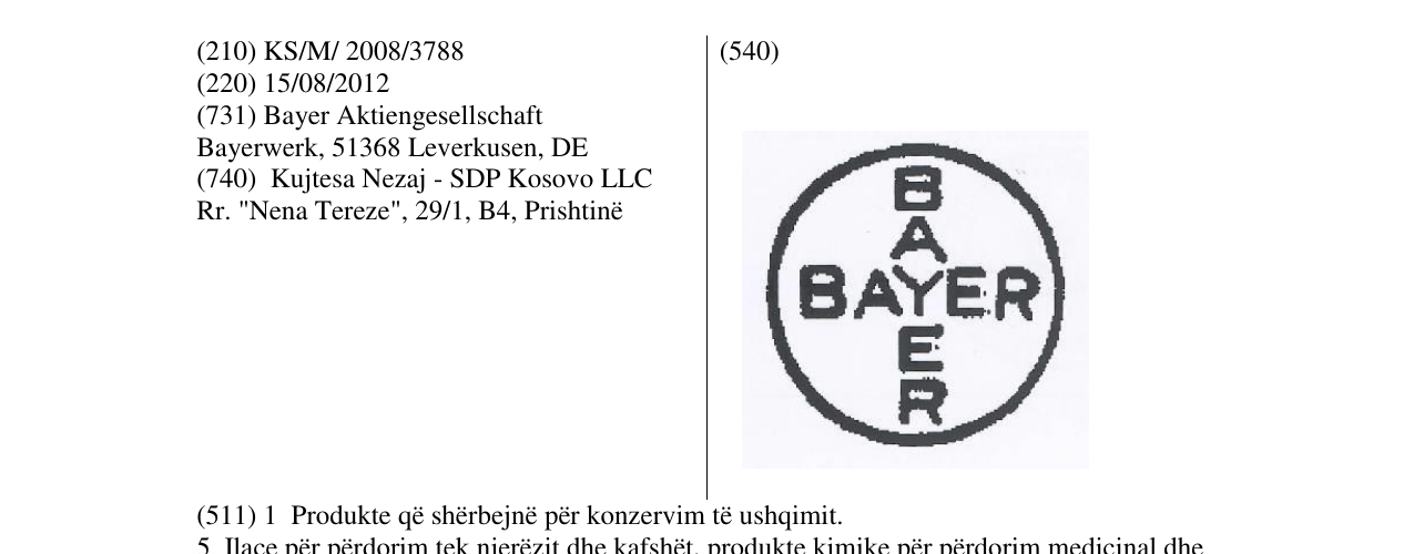 Zëri i markës BAYER në buletin