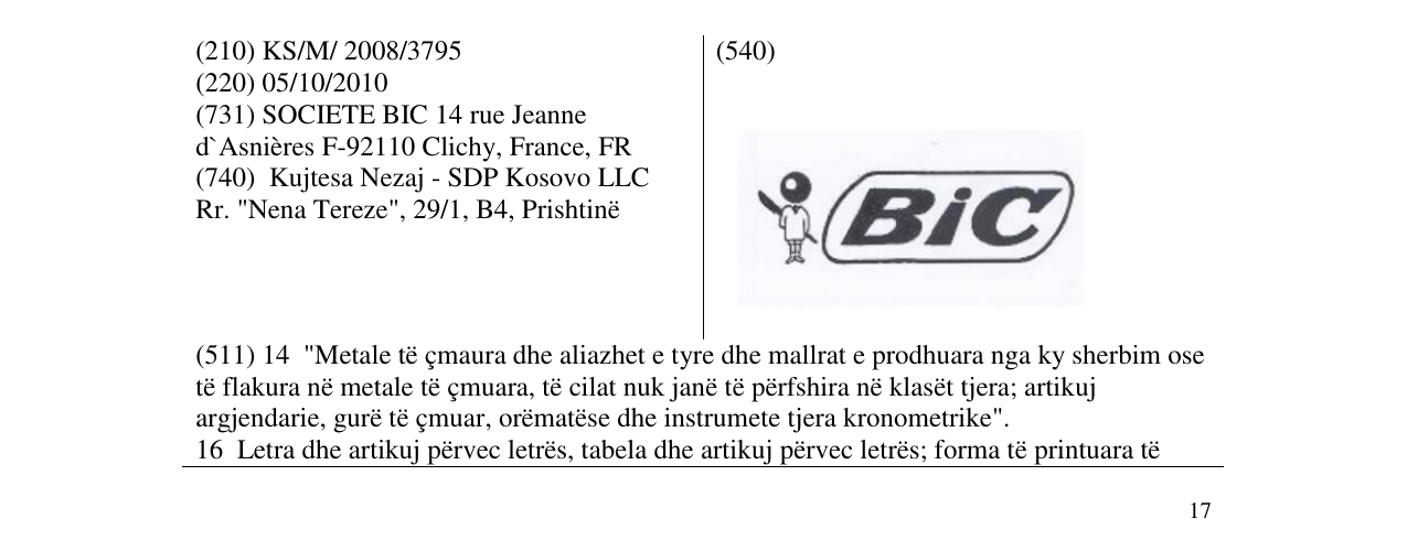 Zëri i markës BiC në buletin