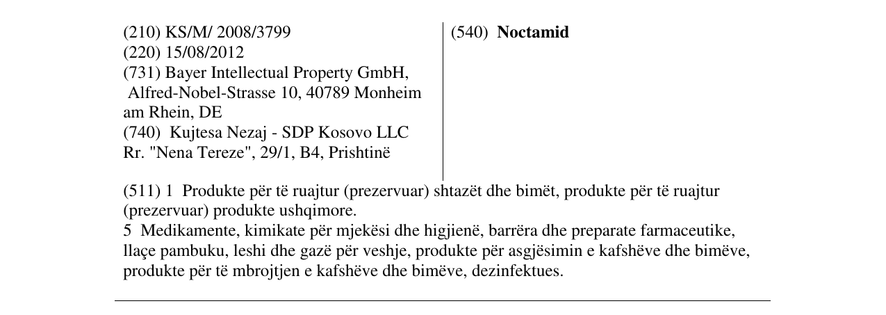 Zëri i markës Noctamid në buletin