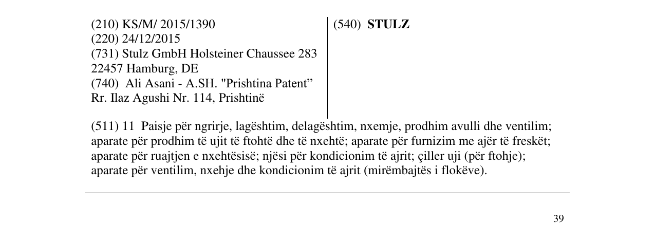 Zëri i markës STULZ në buletin