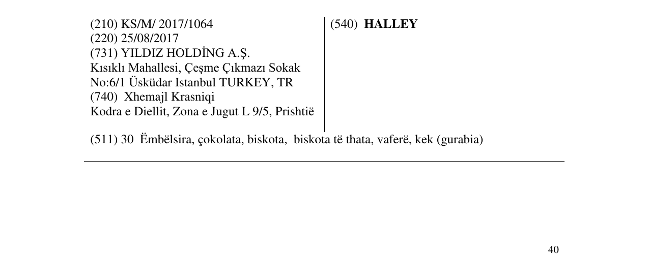 Zëri i markës HALLEY në buletin