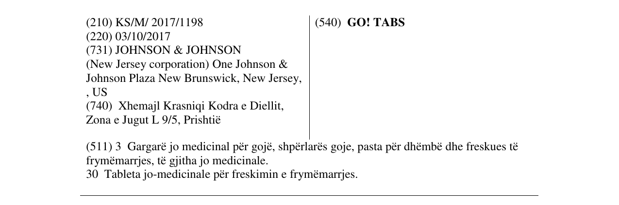 Zëri i markës GO! TABS në buletin