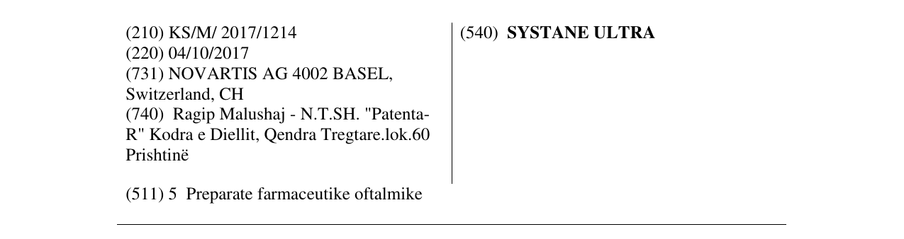 Zëri i markës SYSTANE ULTRA në buletin