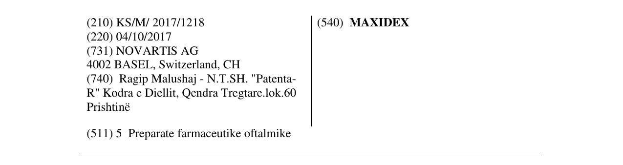 Zëri i markës MAXIDEX në buletin