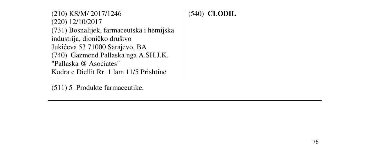 Zëri i markës CLODIL në buletin