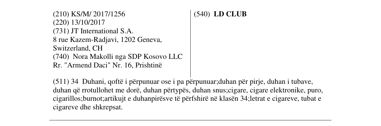 Zëri i markës LD CLUB në buletin