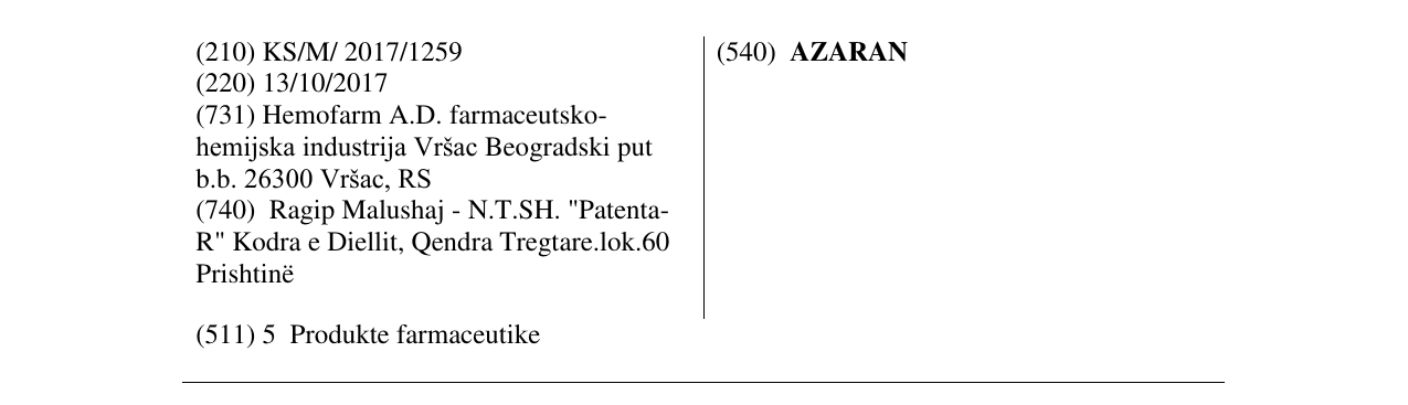 Zëri i markës AZARAN në buletin