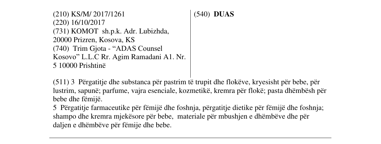 Zëri i markës DUAS në buletin