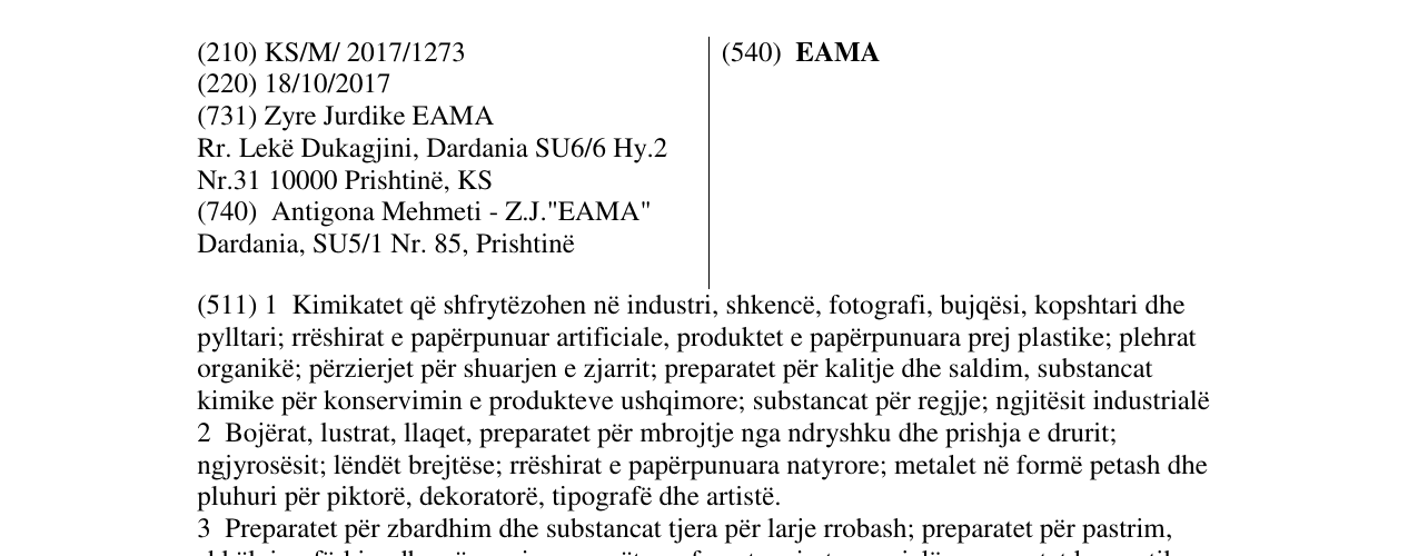 Zëri i markës EAMA në buletin