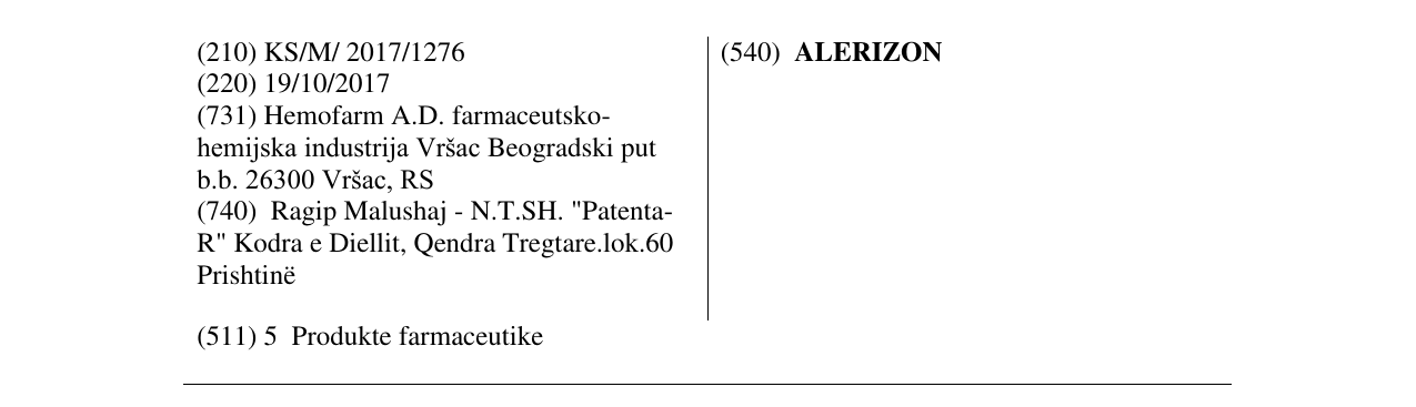 Zëri i markës ALERIZON në buletin