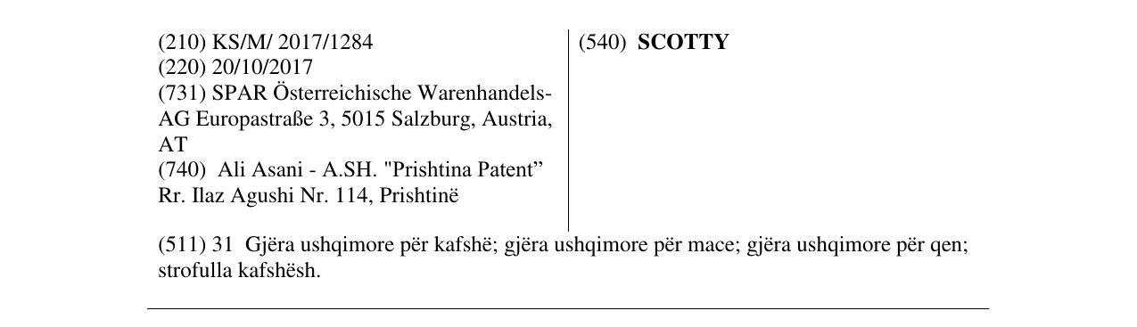 Zëri i markës SCOTTY në buletin