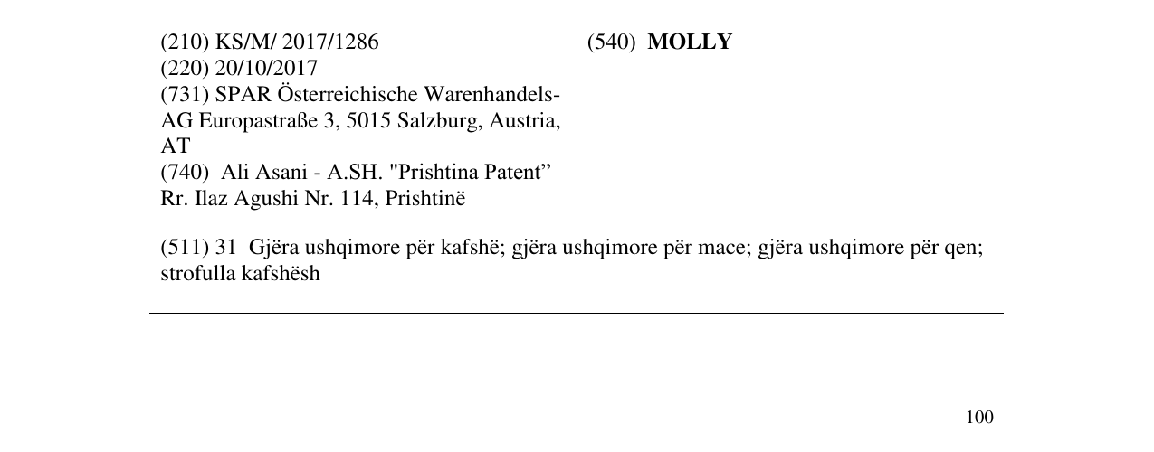 Zëri i markës MOLLY në buletin