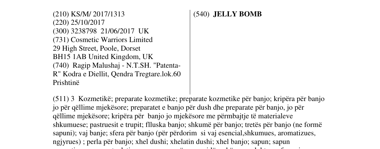Zëri i markës JELLY BOMB në buletin