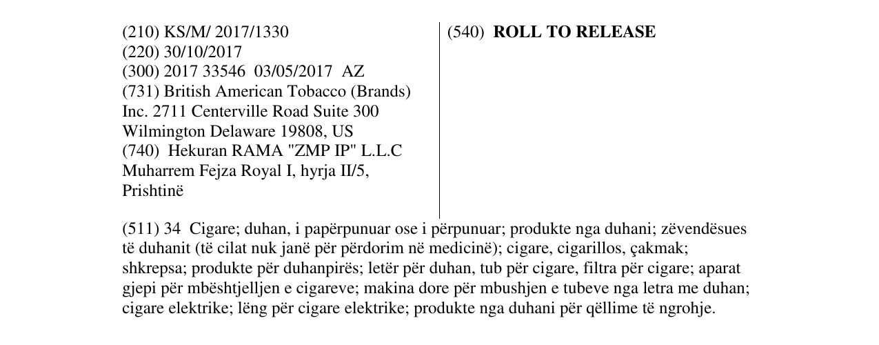 Zëri i markës ROLL TO RELEASE në buletin
