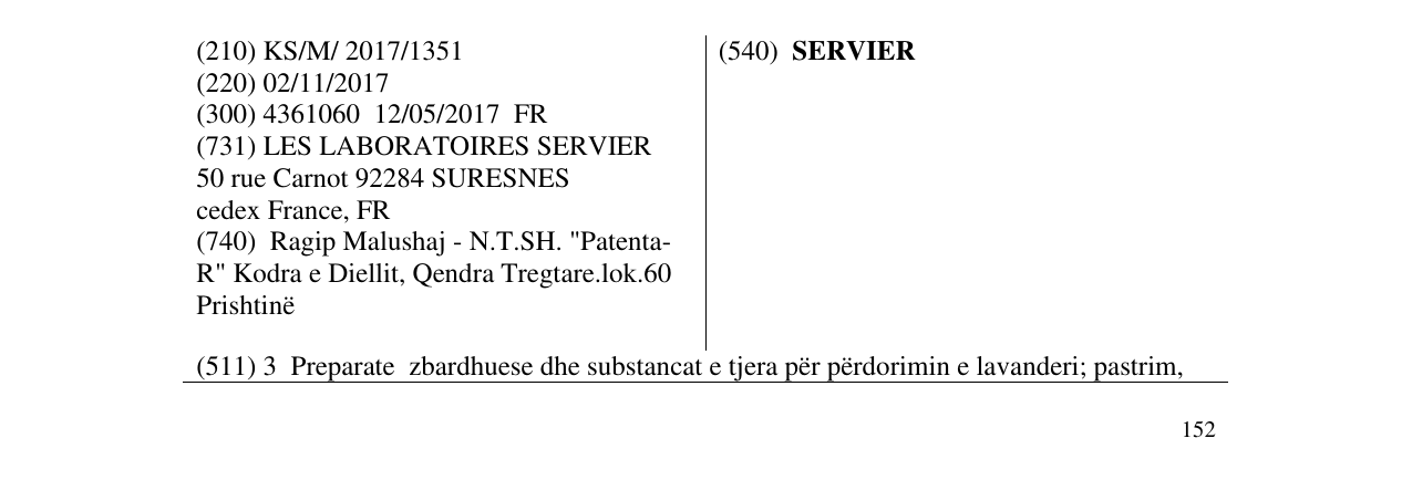 Zëri i markës SERVIER në buletin
