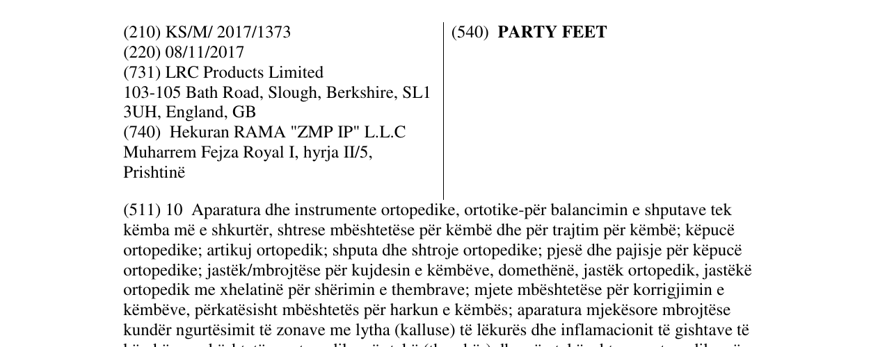 Zëri i markës PARTY FEET në buletin