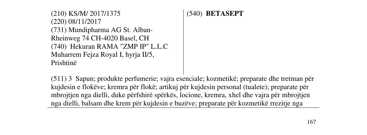 Zëri i markës BETASEPT në buletin