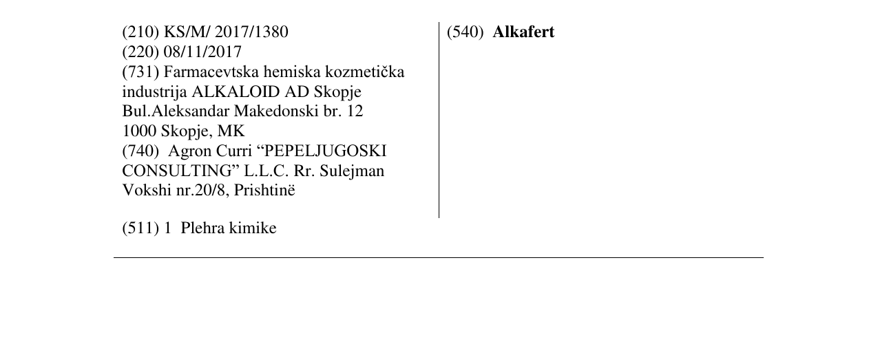 Zëri i markës Alkafert në buletin