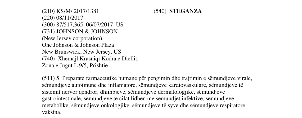 Zëri i markës STEGANZA në buletin