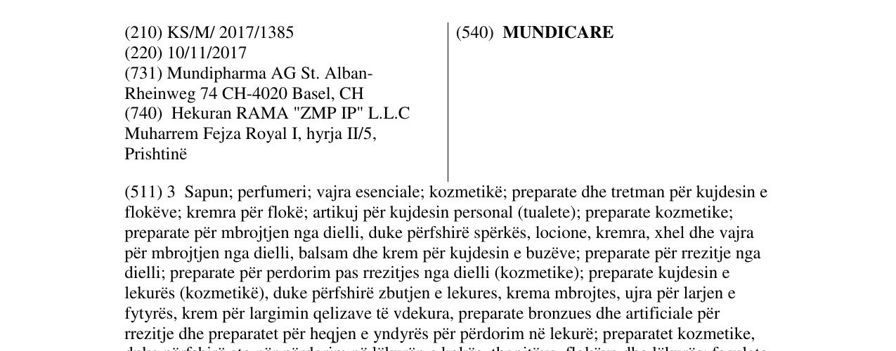 Zëri i markës MUNDICARE në buletin