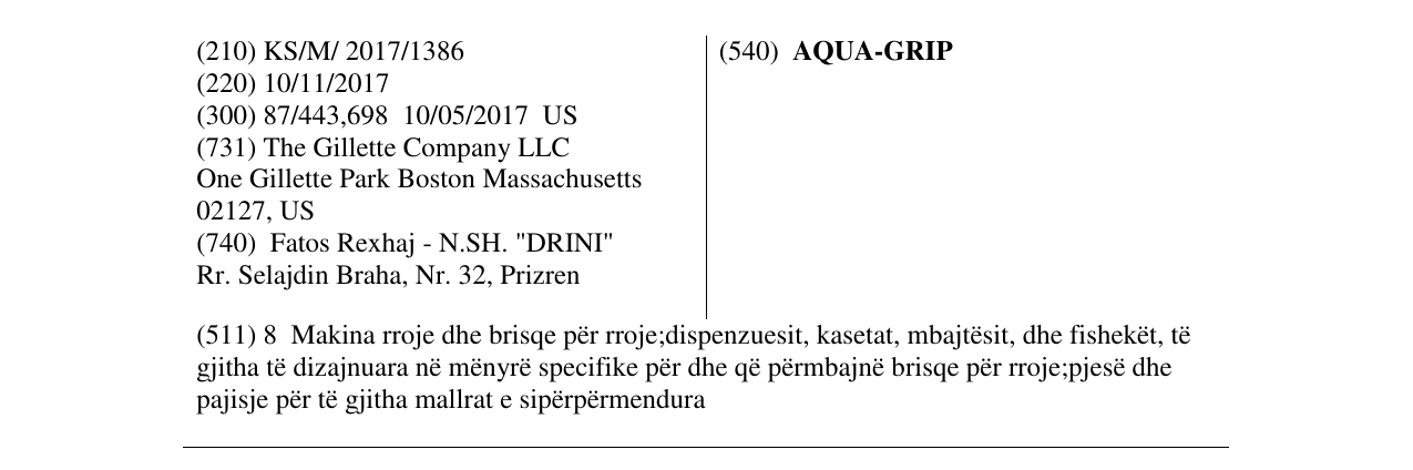 Zëri i markës AQUA-GRIP në buletin