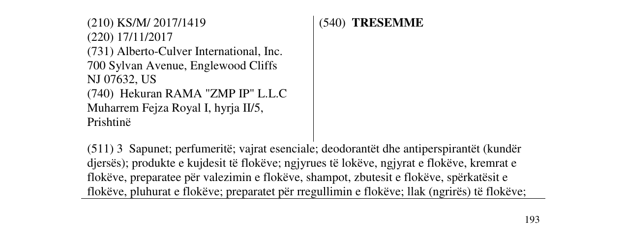 Zëri i markës TRESEMME në buletin