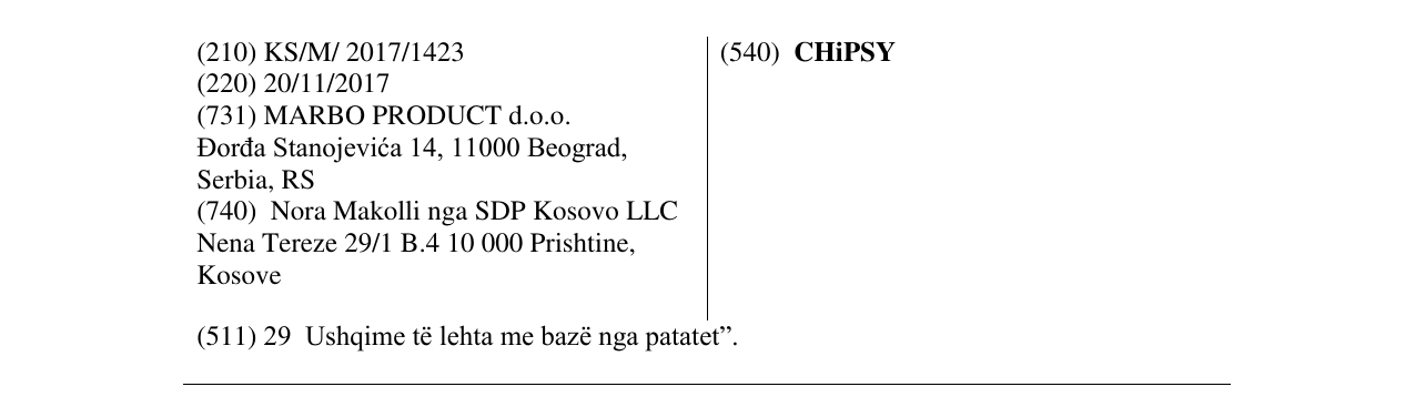 Zëri i markës CHiPSY në buletin