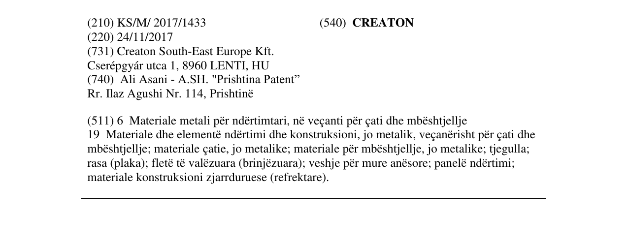 Zëri i markës CREATON në buletin