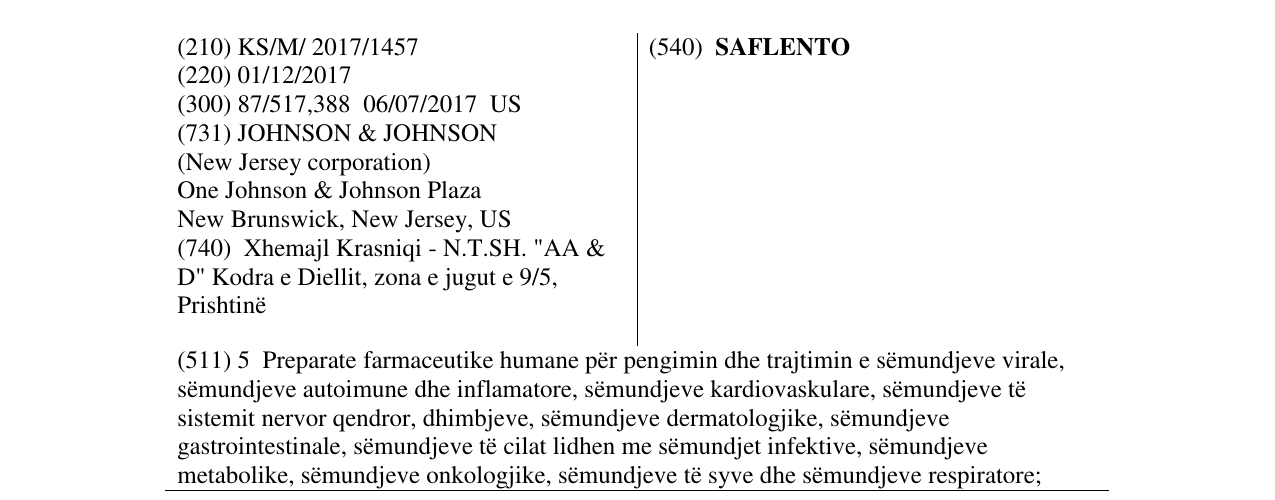 Zëri i markës SAFLENTO në buletin