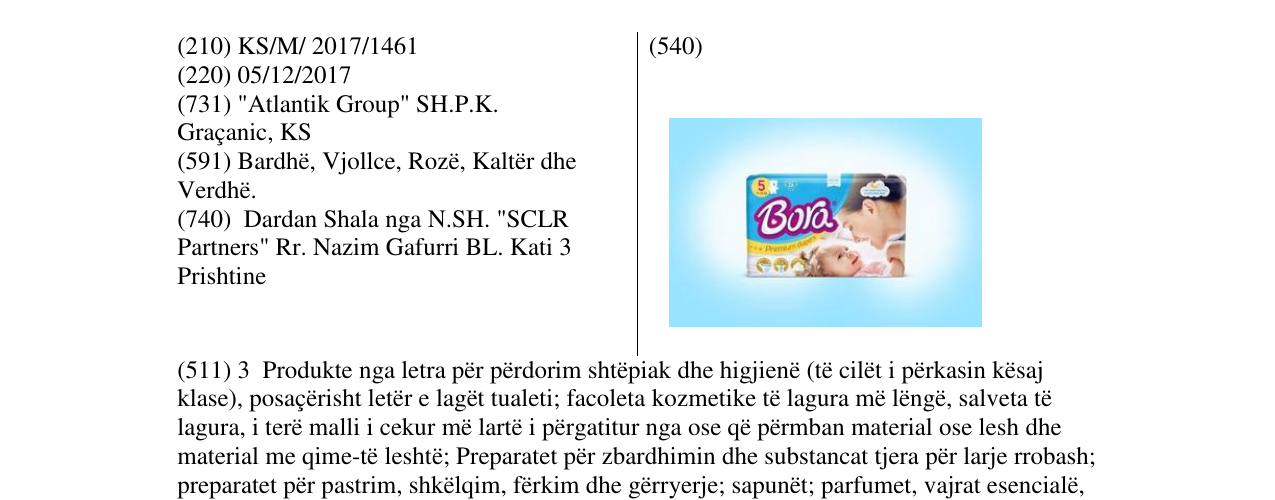 Zëri i markës Bora 5 në buletin
