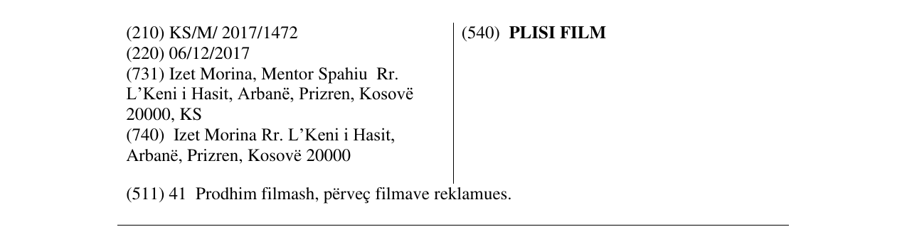 Zëri i markës PLISI FILM në buletin