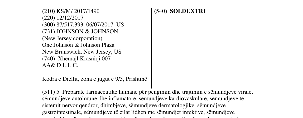 Zëri i markës SOLDUXTRI në buletin