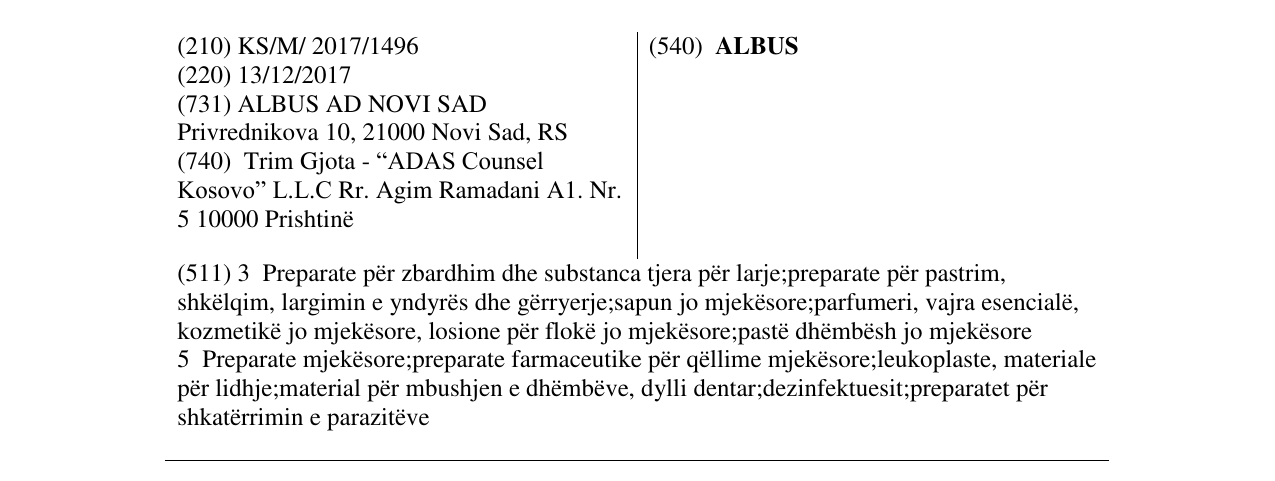 Zëri i markës ALBUS në buletin