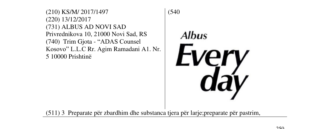Zëri i markës Albus every day në buletin