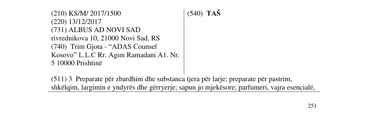 Zëri i markës TAŠ në buletin